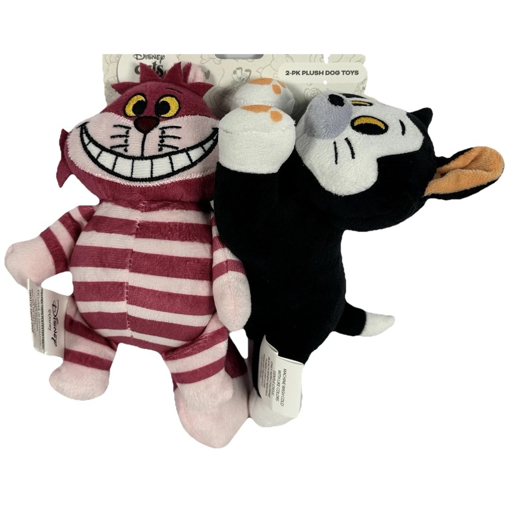 Disney Plush Dog Toys 2 Pack Cheshire Cat Figaro Cats and Dogs New CultureFly